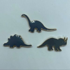 NEW 3 Piece Gray Dinosaur Enamel Pin Set